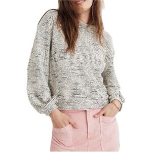 Madewell Texture and Thread Bubble Sleeve Sweater in Heather Gray